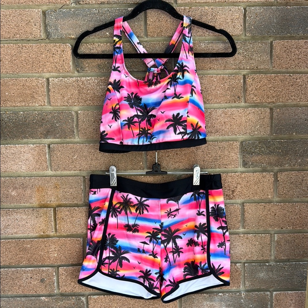 SheinTropical Sunset Bikini tank and shorts Set Size 14W